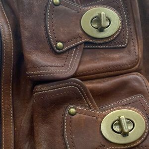 Boho style coach shoulder bag brown